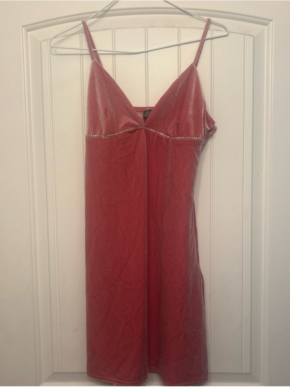 wild fable Red Velvet Slip Dress with Embellished Empire Seam